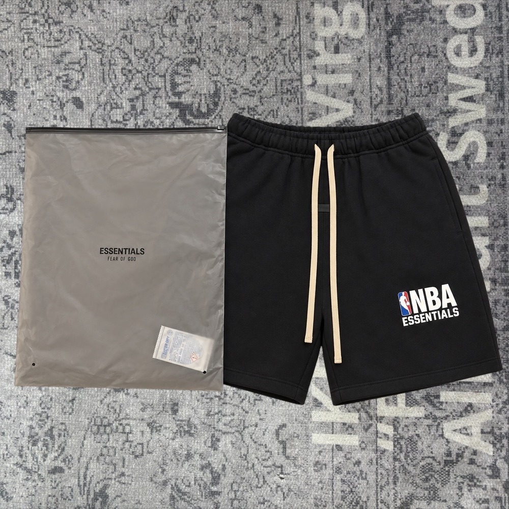Fear of God Essentials NBA Sweat Shorts Mens XL Black Fleece Drawstring NWT